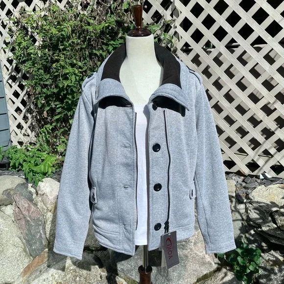 Yoki Knit Zippered Cuff Lightweight Collared Jacket - Picture 2 of 16